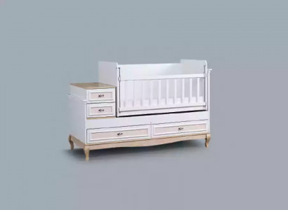 Baby crib children's bed with drawer white in modern children's room